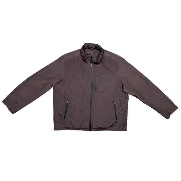 TECH by Tumi Brown Gray Full Zip Waterproof Packable Hidden Hood Jacket Mens XXL - Picture 4 of 16